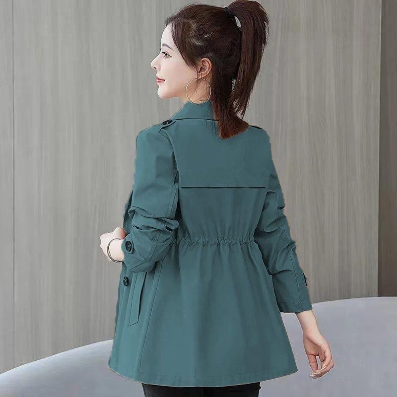 Double Layer Women Windbreaker 2024 New Spring Autumn Short Coat Fashion3XL Stand-up Collar Ladies Jacket Lining