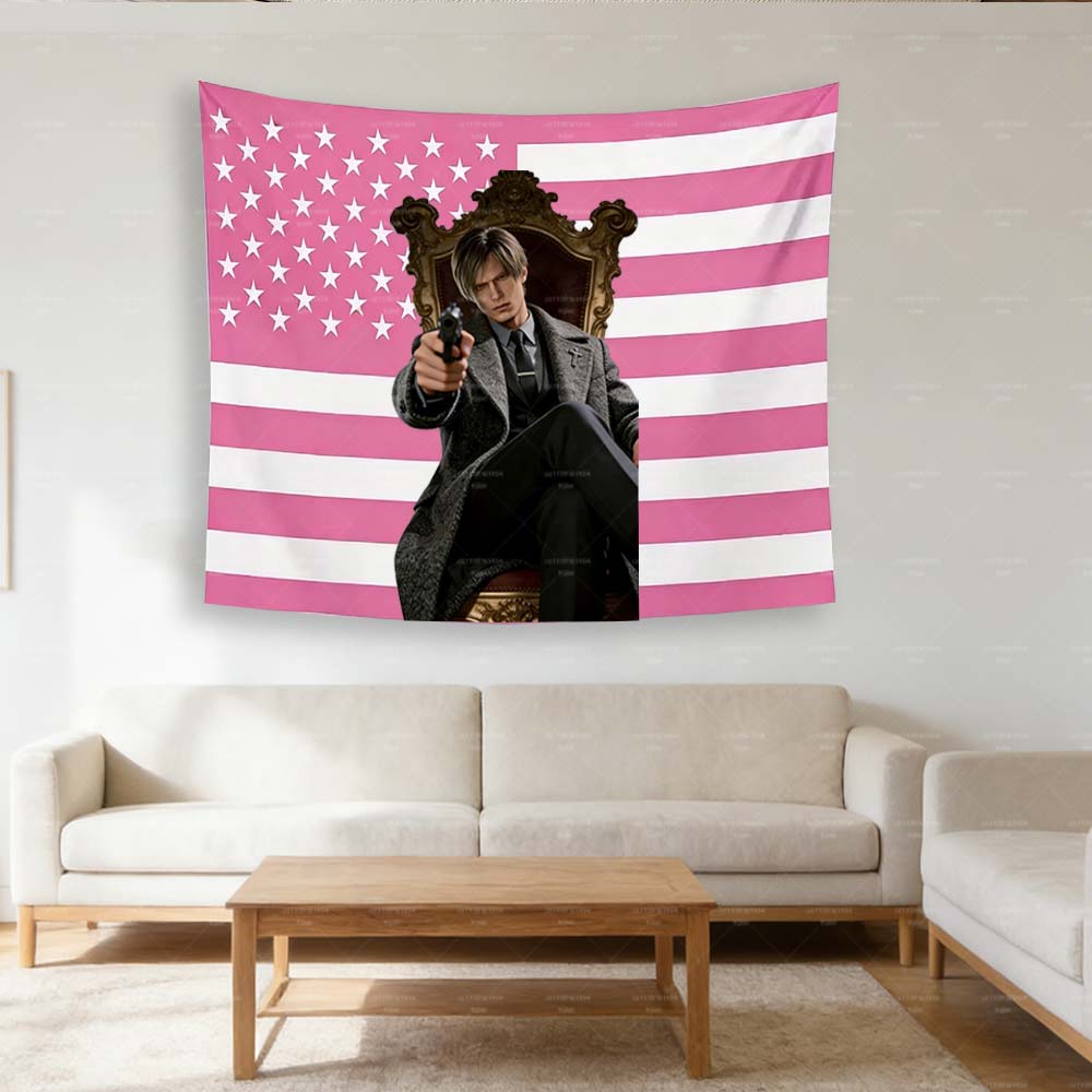 LLeon KKennedy Hippie Aesthetic Wall Tapestry American Flag Design for Bedroom Dorm Home Background Decor Birthday Gift