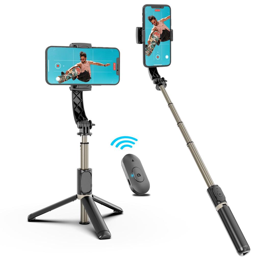 Q08 Bluetooth Selfie Stick: Anti-shake Gimbal, Mini Phone Holder, Desktop Tripod