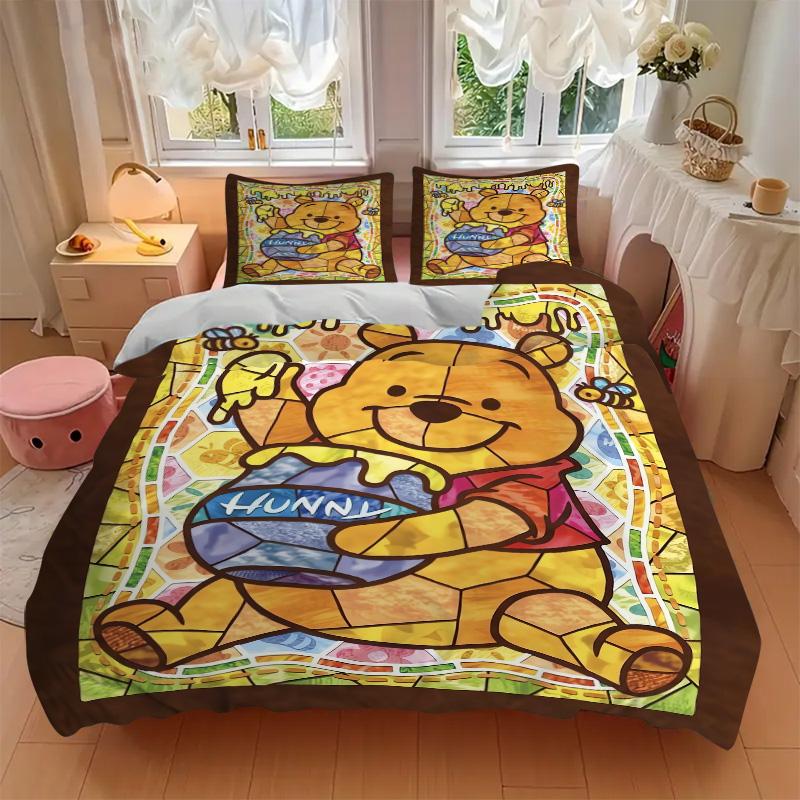 Winnie Pooh Honey Pot Print 3Pcs Bedding Setduvet Cover With 2 Bedropillowcase Home Birthday Gift