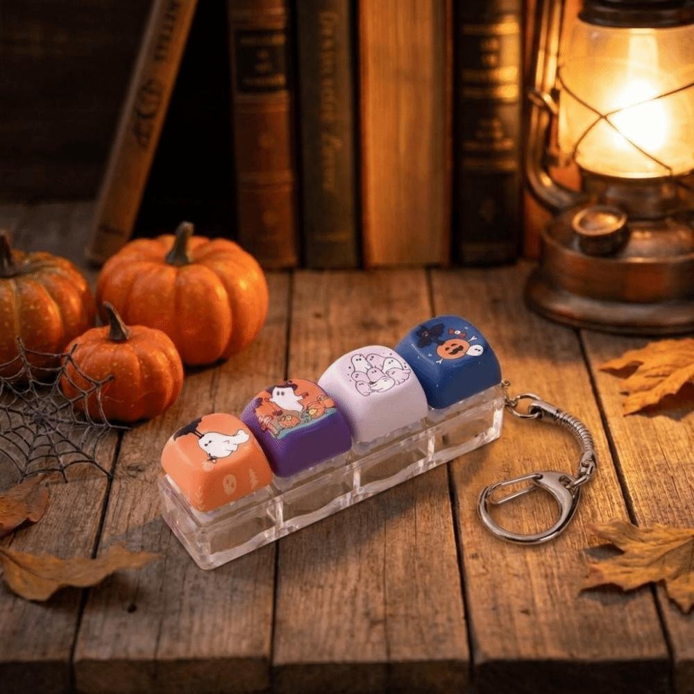 Halloween Pattern Halloween Fidget Pressing Keychain 4 Keys Keyboard Fidget Daily Use