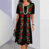 New Vintage Women's Dresses Floral Patchwork Printed Elegant Casual Short Sleeve Dress Y2k Loose Oversized Fashion Dress 2023