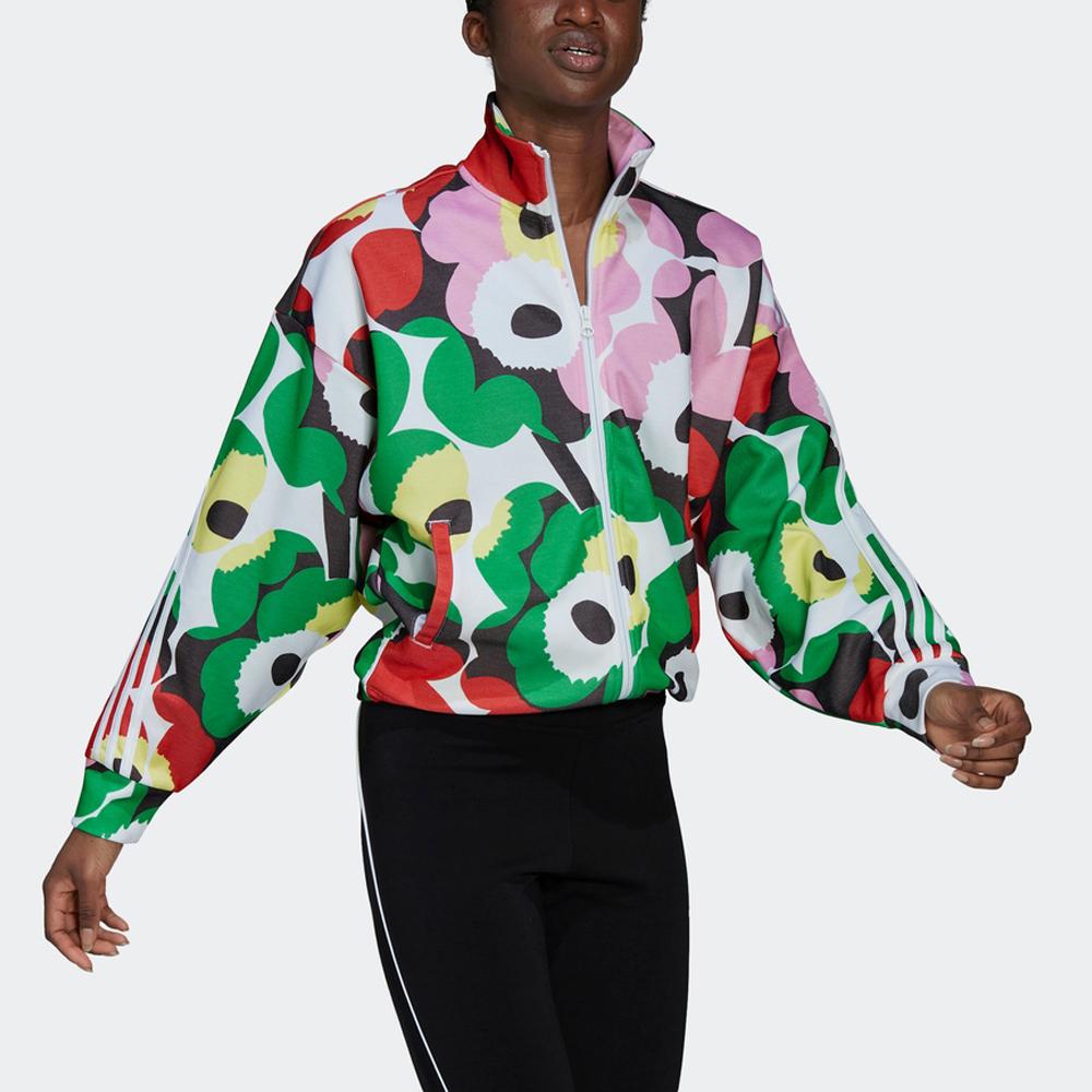 adidas X Marimekko Collaboration Mmk Tracktop Floral Print Striped Sports Jacket Loose Fit Women Jacket H67088