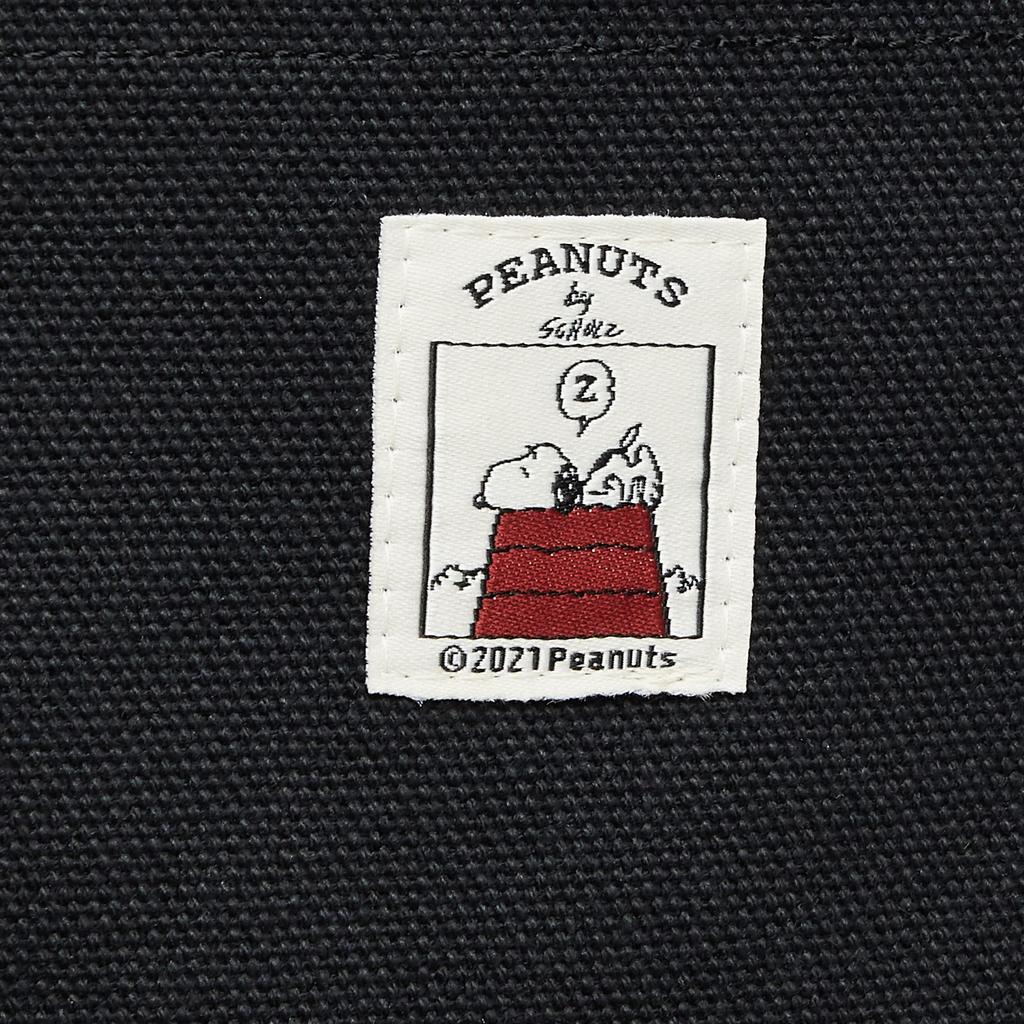 Сумка-тоут Snoopy с ручкой через плечо Стильная дополнительная сумка Сумка для покупок Холщовая Прочная Сделано в Японии Персонаж Милая SNOOPY Спорт Черный M Ширина 42 x Высота 28 x