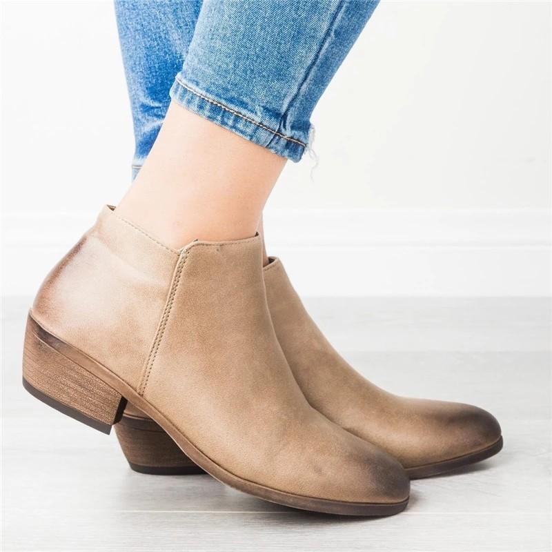 Fashion Pointed Toe Casual Ladies Fashion New Autumn Ankle Women Boots Heel Slip On Women Female Heels Single Shoes 2024
