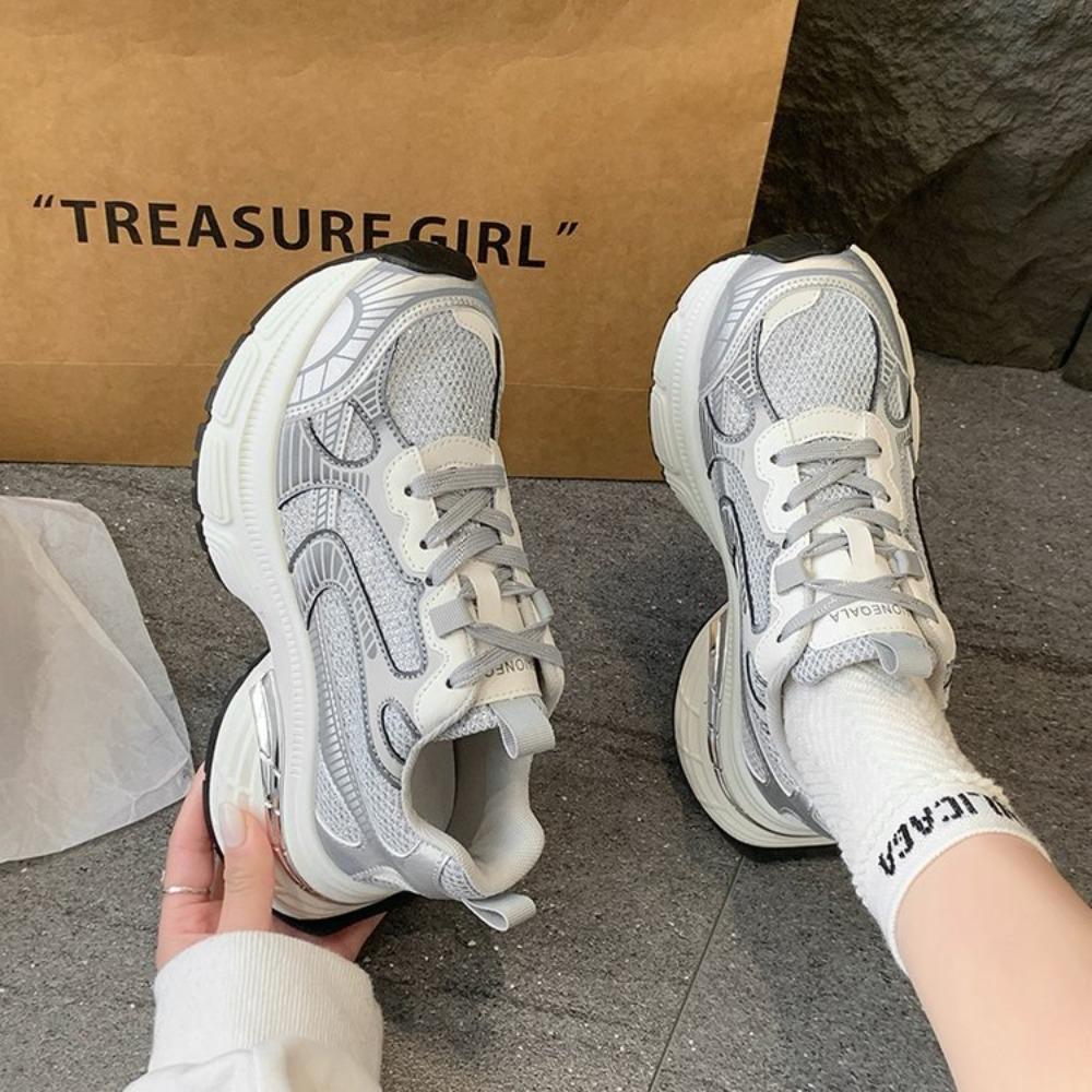 Лето 2025 Новые Женские Сетчатые Инс Папины Кроссовки Массивная Подошва Универсальная Спортивная Обувь Повседневные Кроссовки Уличного Стиля