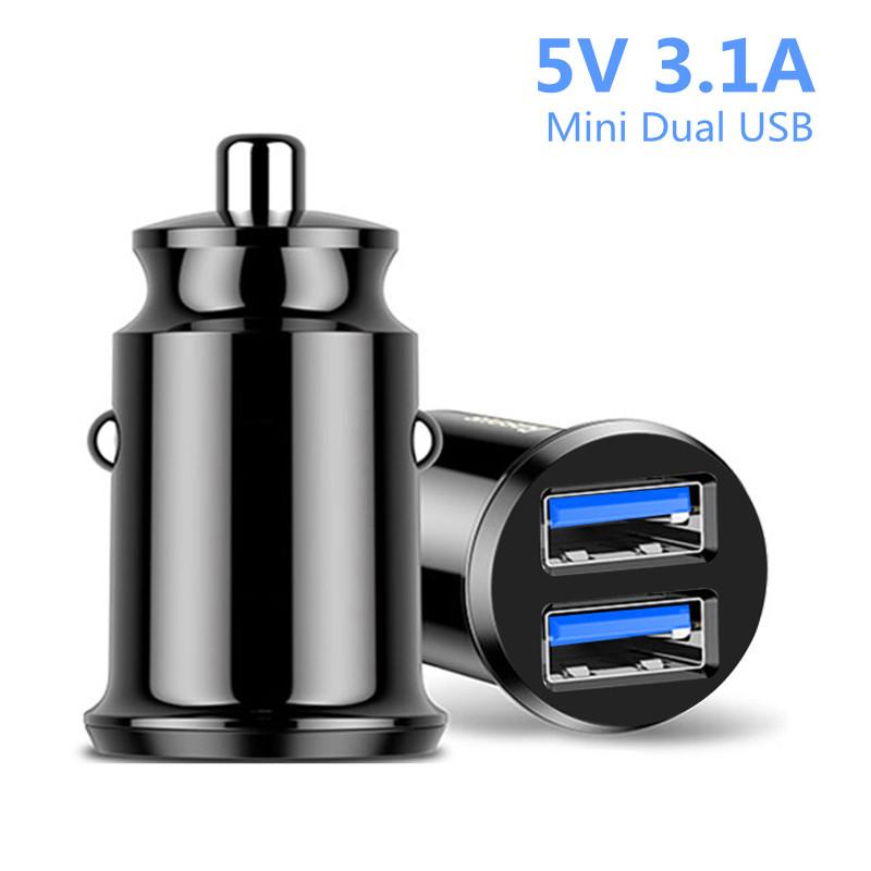 2 шт. 3.1A двойное автомобильное зарядное устройство USB мини-адаптер зарядного устройства для коммутатора GPS DVR камеры планшета автомобильного телефона зарядное устройство для Huawei Xiaomi iPhone