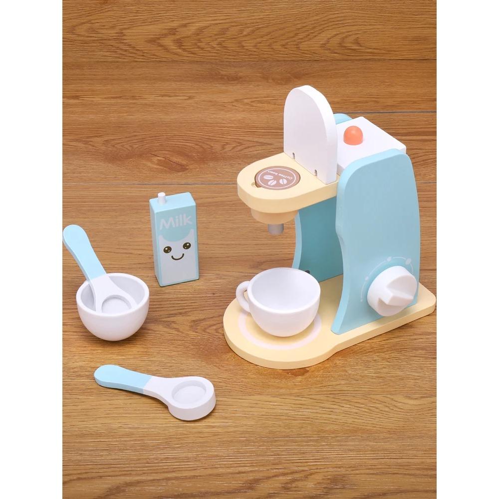 Wooden Kitchen Pretend Play Toy Simulation Wooden Coffee Machine Baby Early Learning Educational Toys