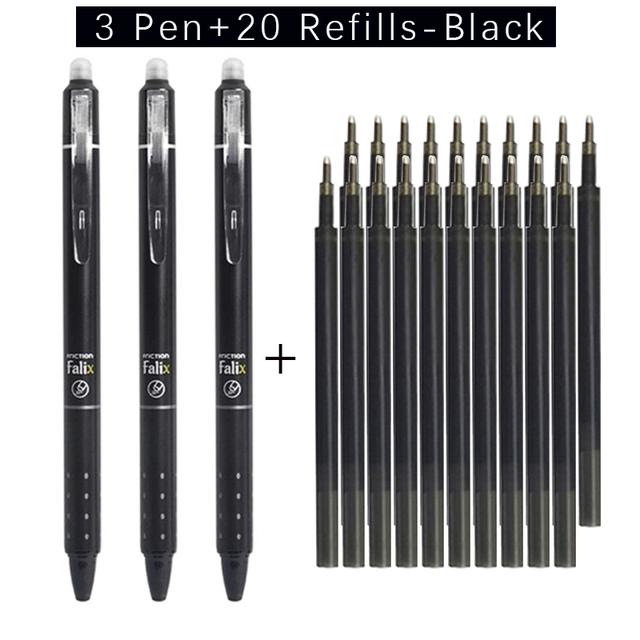 23pcs Large Capacity Erasable Gel Pen Set With 0.5mm Pen Refill Magic Replaceable Rods Washable Handle School Office Stationery