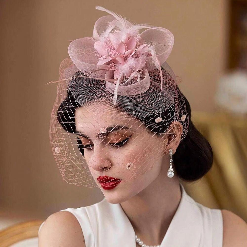 Свадебная повязка на голову в французском стиле, свадебная сетчатая фата, закрывающая лицо, фата невесты, повязка для волос, аксессуары для волос