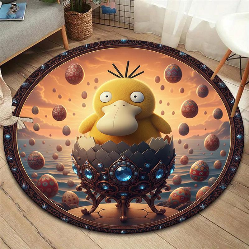 CartoonEaster Round Area Rug,Carpet Rug for Living Room Bedroom Sofa Playroom Decor,Non slip Floor Mat