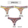 3Pcs/set Plus Size Knit Rainbow Thongs Cotton Stripe Print Anti-shrink Lady Underwear Low Rise T-Back Underwear for Home Women Briefs