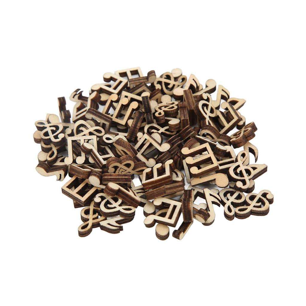 100Pcs Music Notes Wooden Cutouts Unfinished Durable Sturdy Polishing Fashion Vintage Musical Note Wood Pieces