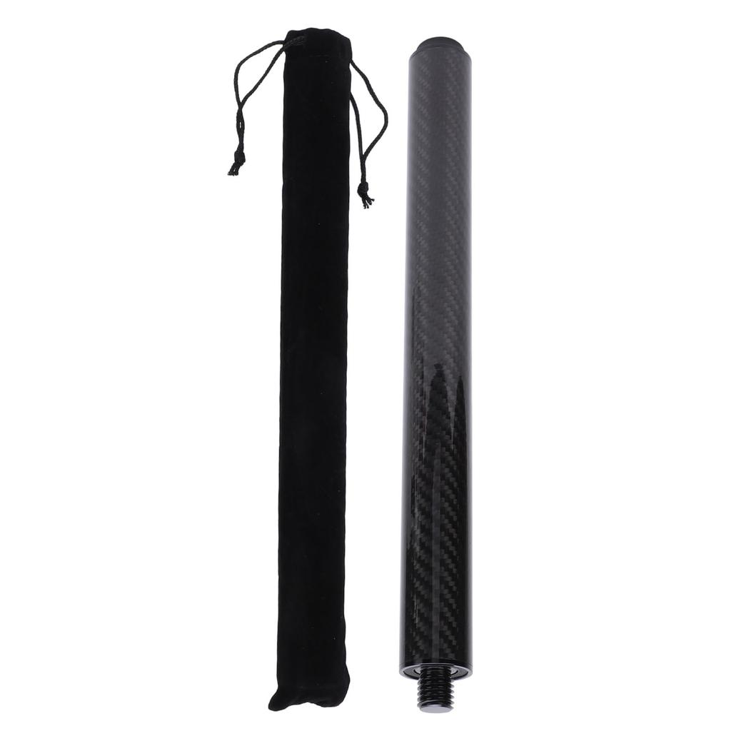 Pool Cue Extension Stick 12 Inch Carbon Fiber Billiards Cue Butt End Extender with Rear Plug for