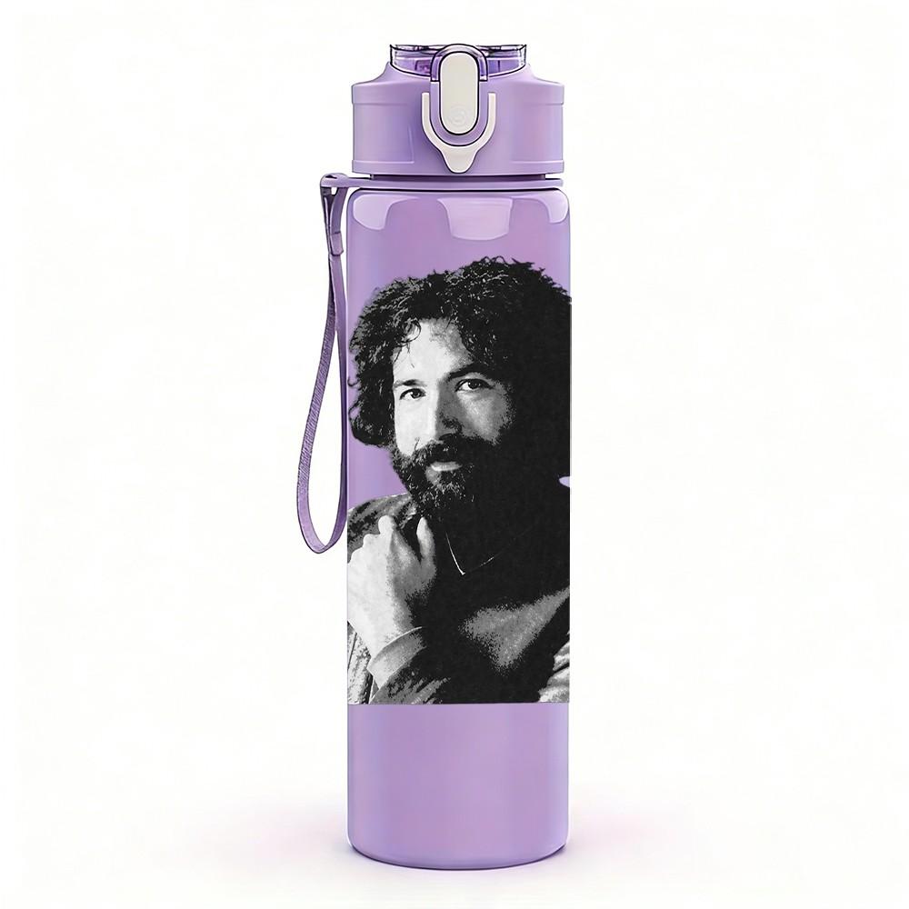 1PC Black Male Portrait 750ml sports water bottle leakproof straw lid outdoor office home