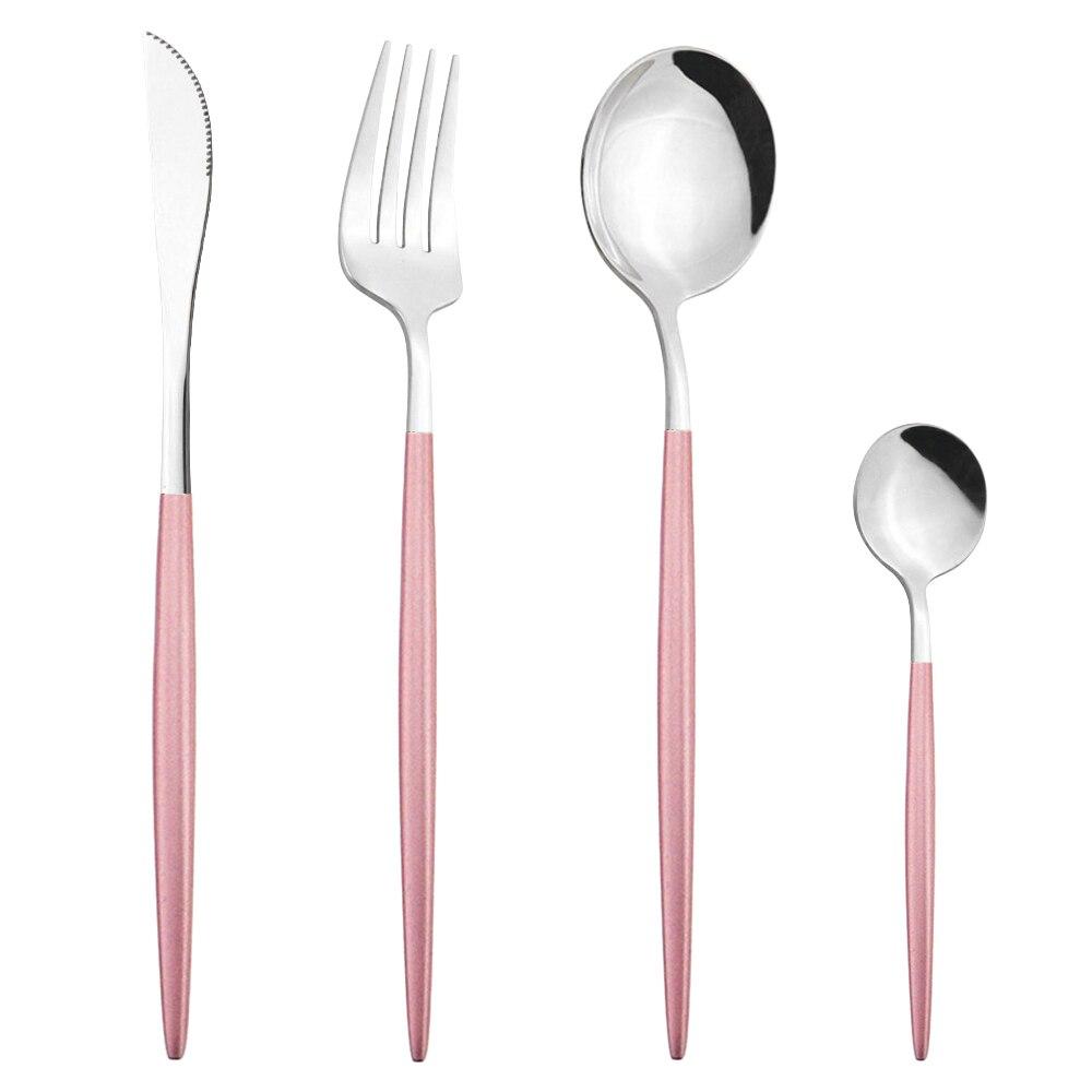 4Pcs Western Colorful Dinnerware Set Stainless Steel Cutlery Dinner Set Knife Fork Coffee Spoon Silverware Kitchen Tableware Set