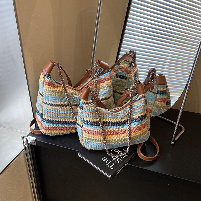 Плетеная сумка женская большой вместимости новая летняя через плечо для отпуска на море пляжная сумка
