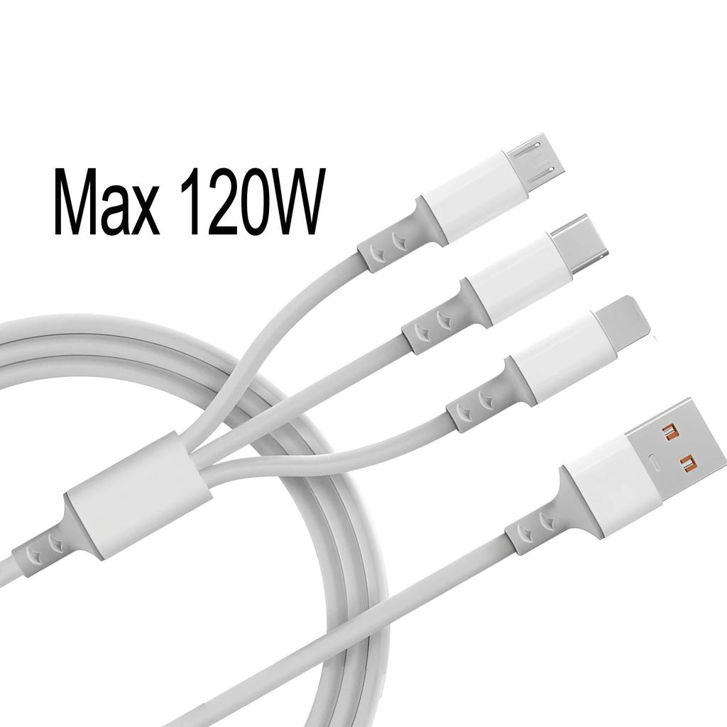 1,2 м / 3 в 1 USB-кабель для зарядки USB-кабель Для серии iPhone 14-8 Samsung Huawei Xiaomi Многопортовый Несколько