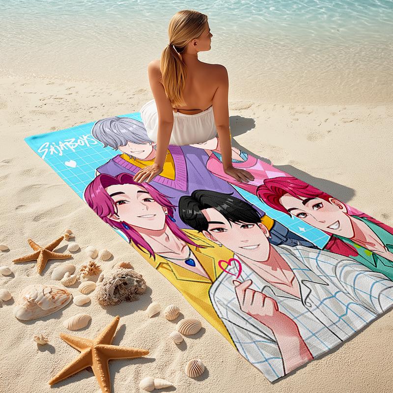 1pc KPop Demon Hunters SAJA BOYS3 Beach Towel, Comfortable and Thick, and Swimming/Bath/Picnic/Camping Towel, Suitable for Seaside Beaches