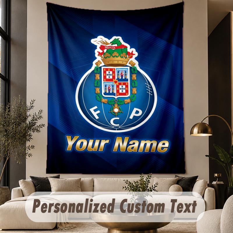 Custom Text Tapestry FC Porto Print Wall Tapestry Indoor Living Room Wall Decor