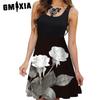 Women's Fashion Summer Spring Solid Color Print Sleeveless O-Neck Casual Dresses