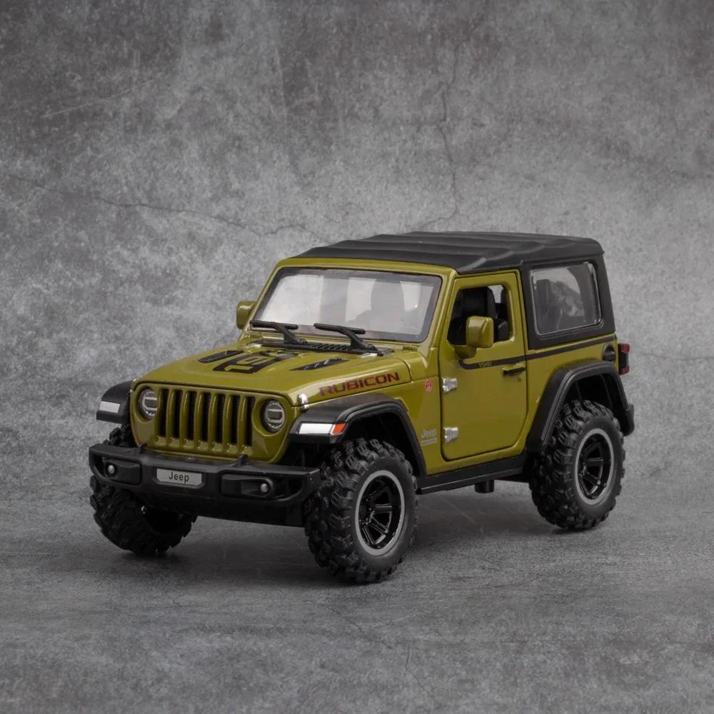 1:32 Jeep Wrangler Rubicon 1941 Off-Road Diecast Metal Alloy Model car Pull Back Sound Light Car Children Gift Collection A417 ALN1