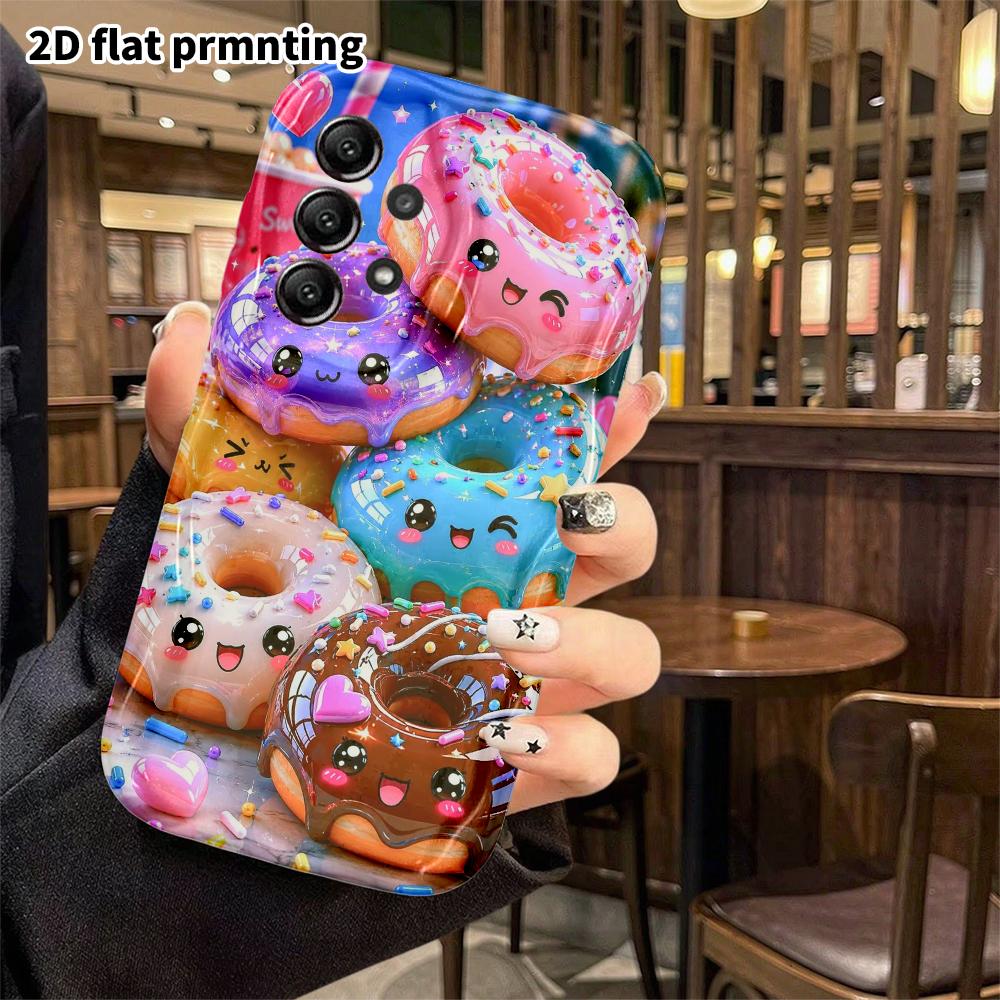 Чехол для телефона: 2D плоский, подходит для Samsung Galaxy A34 A35 M05 M06 S20 S22 S21 FE Plus 5G, защитный чехол, мультяшный пончик, идеальный для Рождества и Хэллоуина