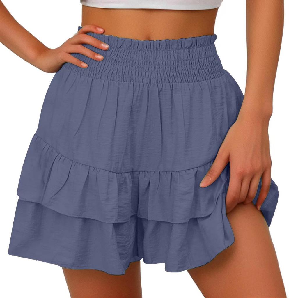 Women's Summer High Waist Ruffle Skirt Cute Flowy Skirt Casual Comfort Wrap Beach Pleated Skirt