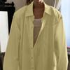 Minimalist Fashion Cotton Blouse Collared Long Sleeve Cardigan Casual Top