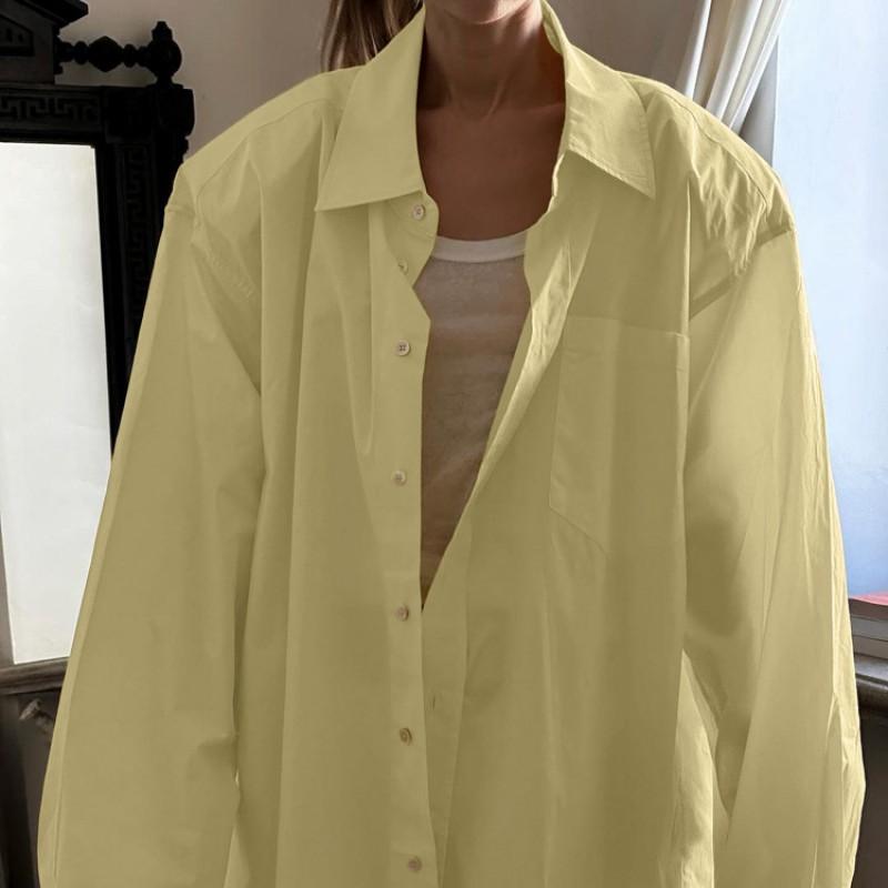 Minimalist Fashion Cotton Blouse Collared Long Sleeve Cardigan Casual Top