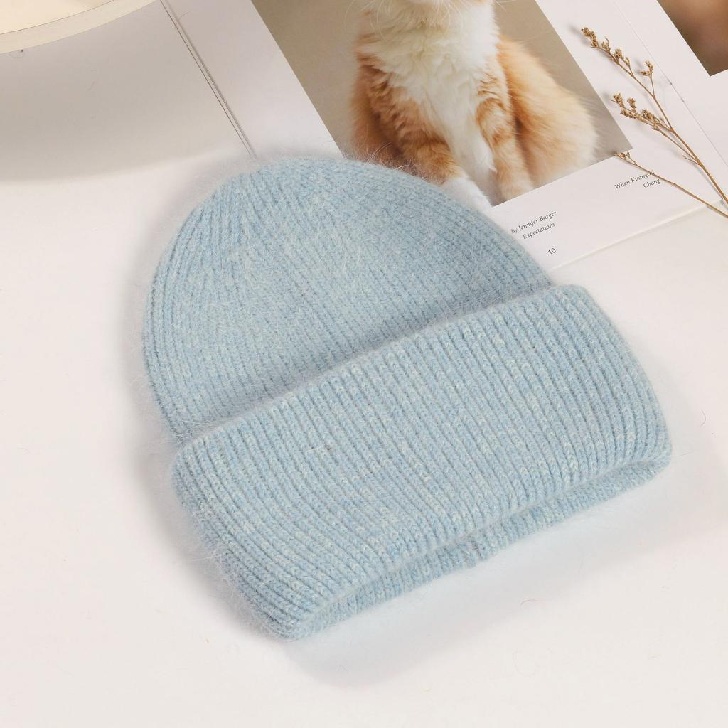 Winter Hat Rabbit Fur Winter Hats For Women Fashion Keep Warm Beanie Hats Solid Color Adult Head Cap