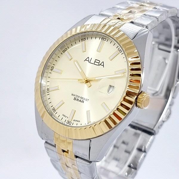 Samjeong Watch Genuine ALBA Seiko Alba Men's Metal Watch (Gold Combi) AS9J96X1