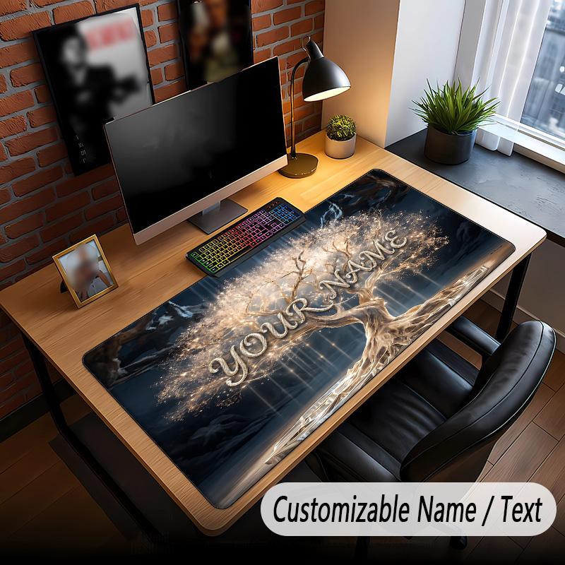 Tree of Life Theme Custom Mouse Pad Personalized With Name Text Customized Desk Mat For Office Home Decor