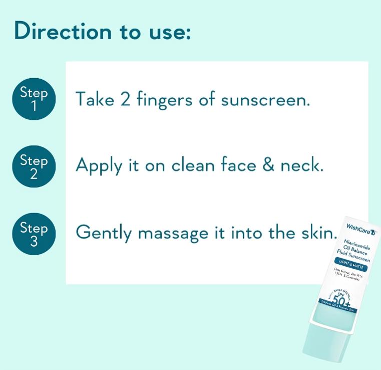 WishCare 5% Niacinamide Oil Balance Fluid Sunscreen SPF 50 PA++++ - Light & Matte Sunscreen for Oily Skin 50g