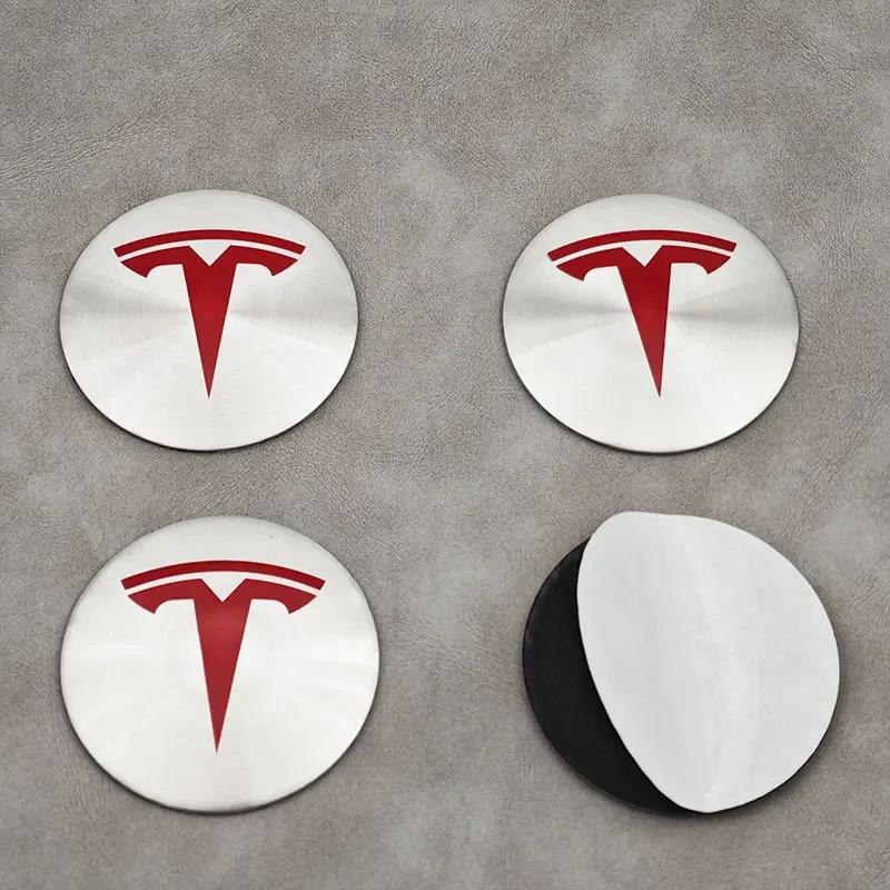 Автомобильные наклейки Tesla 20 шт. 56 мм Автомобильные эмблемы Наклейки на центральные колпачки ступиц для Tesla Model S Model 3 2024 Model Y X Защитные накладки на центр колеса
