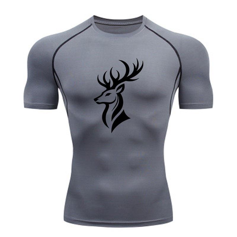 Men's Compression Athletic T-Shirt, Stylish Tribal Deer Head