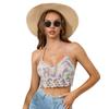 Fashion Bohemian Style Sexy Embroidery Hook Flower Top Colorful Knitted Sling Beach Bikini Bra