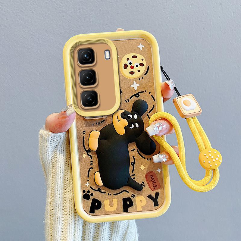 KEYSION Противоударный чехол для Infinix Hot 50 4G 5G со шнурком, силиконовый милый 3D чехол для телефона с мультяшной куклой для Infinix Hot 50 Pro 4G