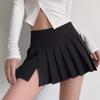 Split Pleated Skirt Women Summer High Waist A-line Slim Mini Skirt Grey Preppy Tennis Vintage Korean Casual