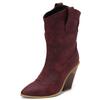 Autumn Winter Ankle Boots For Women 2024 New Vintage Wedge Heels Cowboy Cowgirls Boot Sexy Party Shoes Ladies Large Size 48