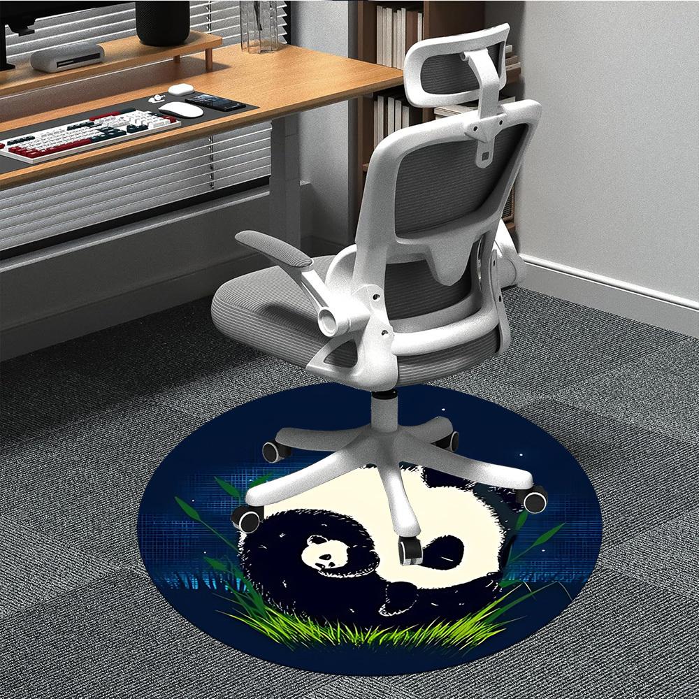 1pc Panda Night Office Round Area Rug, Indoor Mat Suitable For Office, Under Office Chairs Bedroom Living Room Home Decor, Room Deco