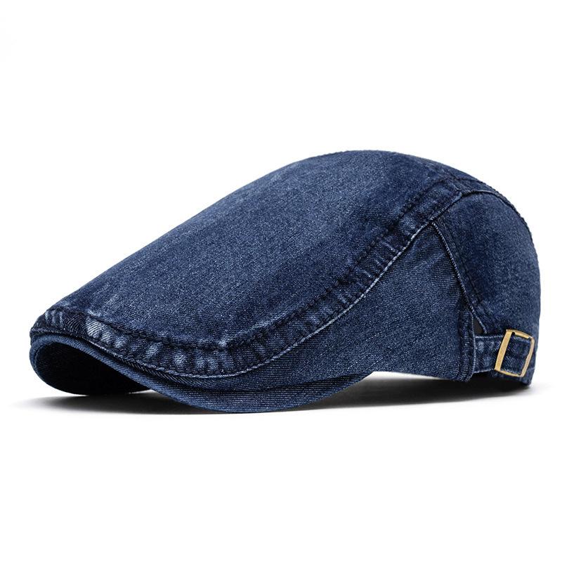 Washed light board denim cap men's forward hat British newsboy hat women's beret painter hat