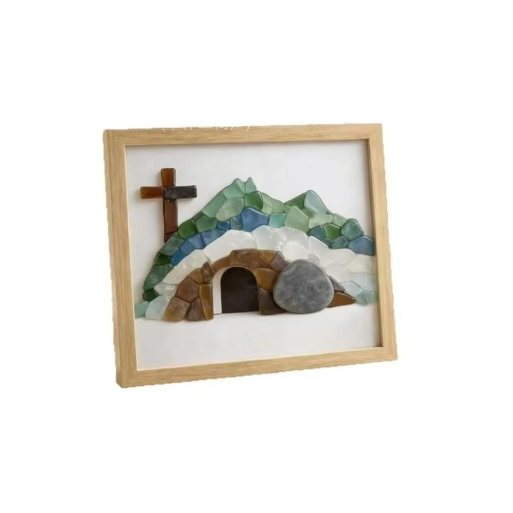 Handmade Simulation Sea Glass Cross Funny Resin Cave Crystal Crucifix Home Ornaments