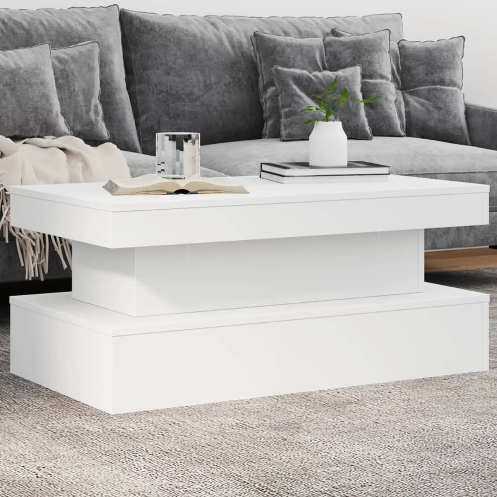 LED Coffee Table White 90 x 50 x 40 cm