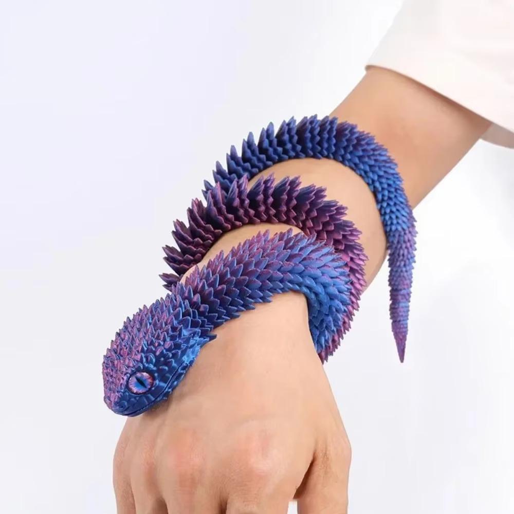 30см 3D-печатная змея 2025 Новый год Полностью шарнирная модель дракона Декорация 3D Подвижная Вращающаяся Реалистичная Кобра Змея Детская игрушка