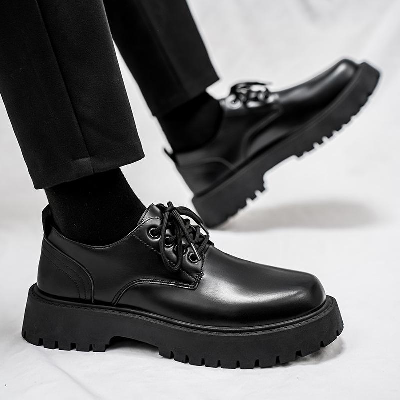 Новые кожаные туфли мужские черные низкие ботинки в британском стиле на платформе модные универсальные повседневные модные туфли модные кожаные туфли