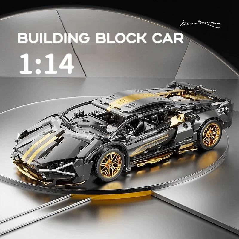 Technic Sports Car Building Blocks Toys 1:14 черно-золотых конструкторов MOC, гоночные модели суперкаров в качестве подарка на день рождения для мальчиков и взрослых