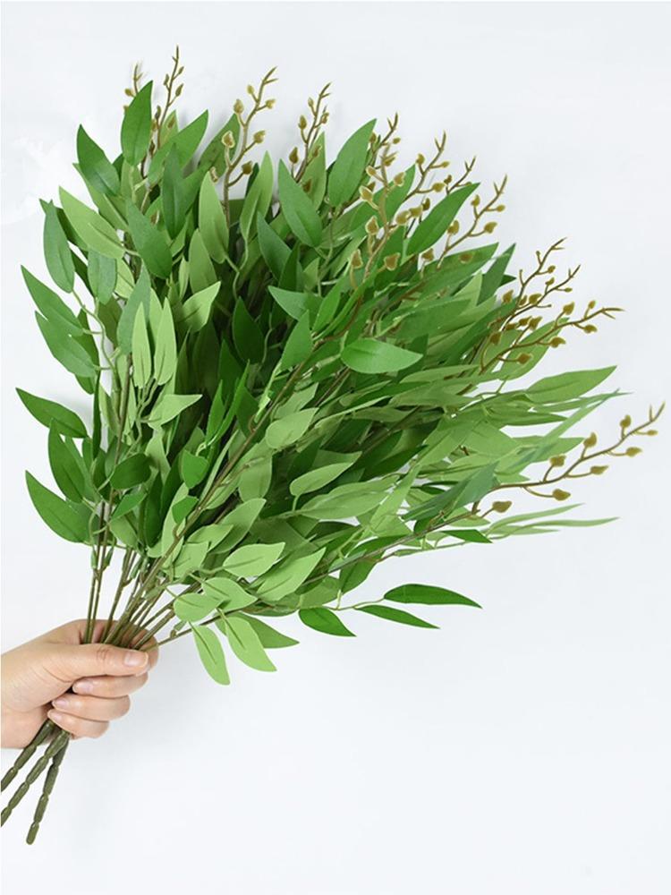 3 пучка шелковых листьев с 5 ответвлениями, искусственный букет из ивы для свадебного декора, украшения дома, сада, вазы, для вечеринки в стиле джунглей, для изготовления венков из растений своими руками