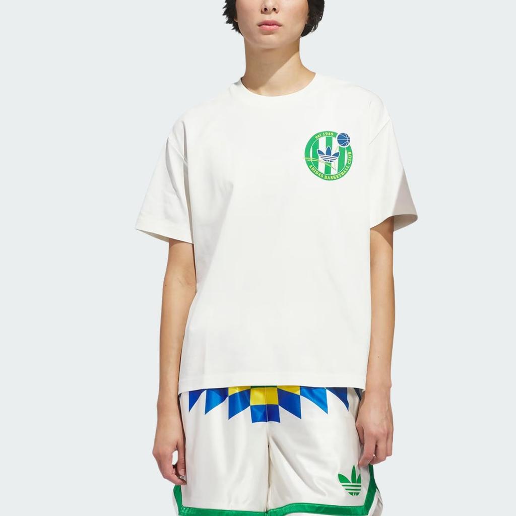 adidas Баскетбольный герб Originals Свободный крой Круглый вырез Спортивная футболка с коротким рукавом Унисекс Топы KD3615
