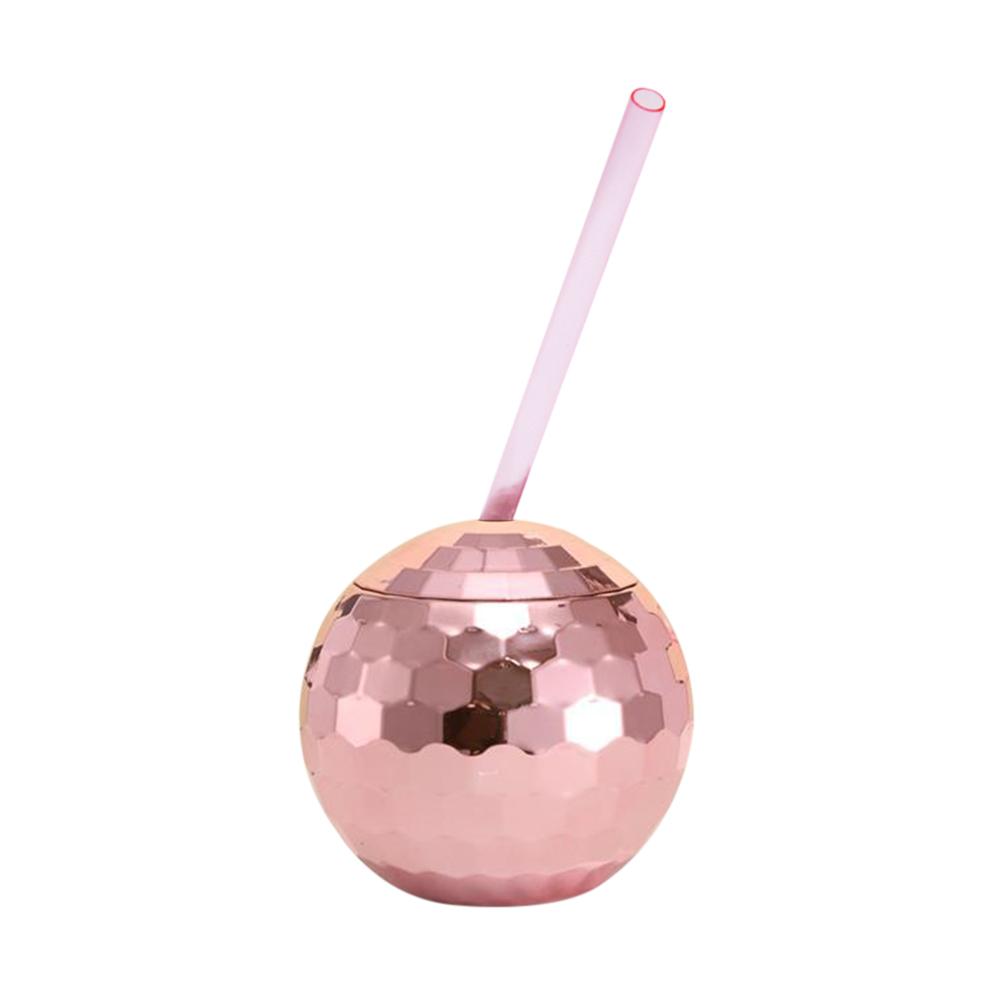 600ml Flash Ball Cup Creative Ball-shaped Sippy Cup Glittering Straw Cup Unique Spherical Water Cup for Bar Nightclub